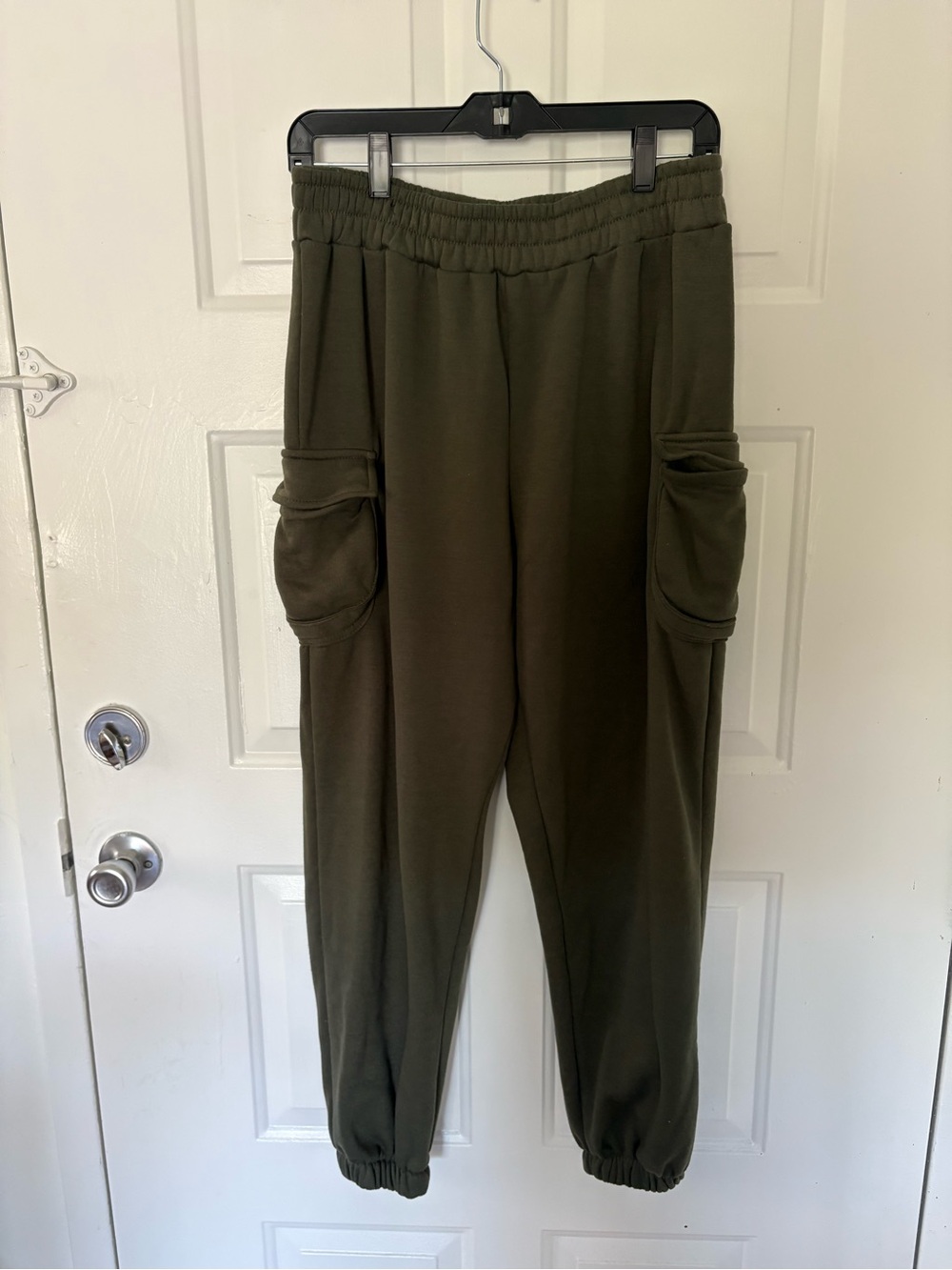 Ashley Blue Olive Green Cargo Joggers with Elastic Waist